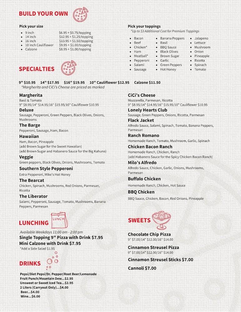 Barge's Pizza Menu image 3